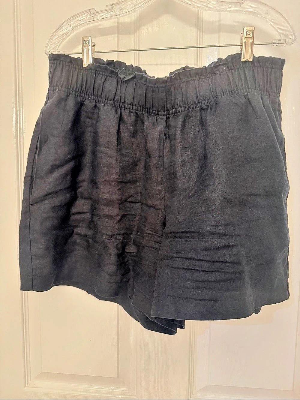 Quince 100% European Linen Shorts Black High Waist Small